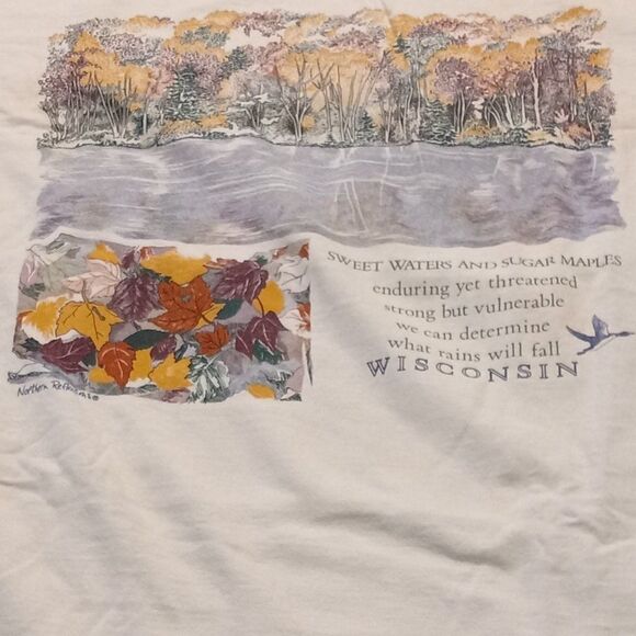 Vintage Northern Reflections Fall leaves and Verse Graphic T-shirt - Picture 1 of 7